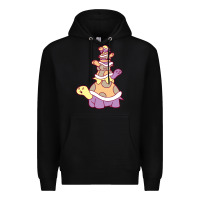 Black cute turtle stack Premium Hoodie - linhVisuals