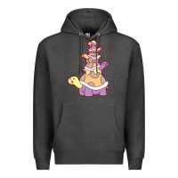Charcoal Heather cute turtle stack Premium Hoodie - linhVisuals