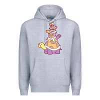 Heather Grey cute turtle stack Premium Hoodie - linhVisuals