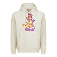 Oatmeal Heather cute turtle stack Premium Hoodie - linhVisuals
