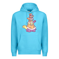 Ocean Blue cute turtle stack Premium Hoodie - linhVisuals