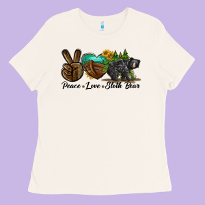 Peace Love Sloth Bear Ladies Tee Designed By Lillyallendesigns