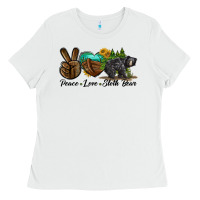 White peace love sloth bear Ladies Tee - LillyAllenDesigns