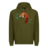 Army Green red panda sleeping Premium Hoodie - linhVisuals