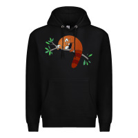 Black red panda sleeping Premium Hoodie - linhVisuals