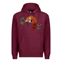 Burgundy red panda sleeping Premium Hoodie - linhVisuals