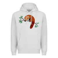 Dove Grey red panda sleeping Premium Hoodie - linhVisuals