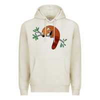 Oatmeal Heather red panda sleeping Premium Hoodie - linhVisuals
