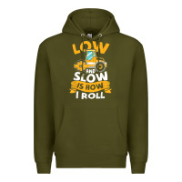 Army Green asphalt paving operator quote low and slow is how i roll t shirt Premium Hoodie - linhVisuals