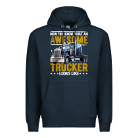 Navy awesome trucker big rig semi trailer truck driver gift men tank top Premium Hoodie - linhVisuals