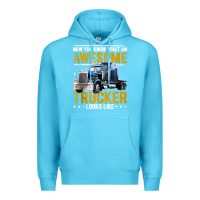 Ocean Blue awesome trucker big rig semi trailer truck driver gift men tank top Premium Hoodie - linhVisuals