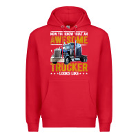 Red awesome trucker big rig semi trailer truck driver gift men tank top Premium Hoodie - linhVisuals