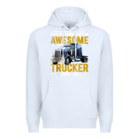 White awesome trucker big rig semi trailer truck driver gift men tank top Premium Hoodie - linhVisuals
