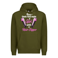 Army Green barber shirts for women   funny hairdresser barber t shirt Premium Hoodie - linhVisuals