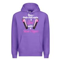 Purple barber shirts for women   funny hairdresser barber t shirt Premium Hoodie - linhVisuals
