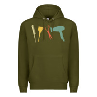 Army Green barber vintage hairdresser hairstylist cosmetologist t shirt Premium Hoodie - linhVisuals