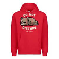 Red do not disturb i'm busy funny lazy gift Premium Hoodie - linhVisuals