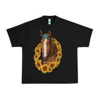 Black brown horse with gemstone and sunflowers Urban Heavy Tee - RanaPortraitStore