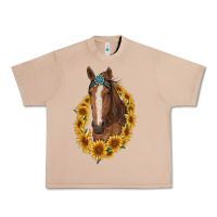 Burro brown horse with gemstone and sunflowers Urban Heavy Tee - RanaPortraitStore