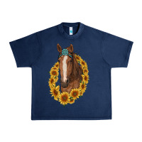 Navy brown horse with gemstone and sunflowers Urban Heavy Tee - RanaPortraitStore