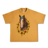 Peanut Butter brown horse with gemstone and sunflowers Urban Heavy Tee - RanaPortraitStore