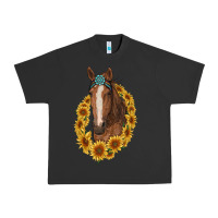 Pigment Black brown horse with gemstone and sunflowers Urban Heavy Tee - RanaPortraitStore