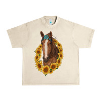 Sandshell brown horse with gemstone and sunflowers Urban Heavy Tee - RanaPortraitStore