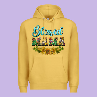 Blessed Mama Premium Hoodie Designed By Barkaloodesign