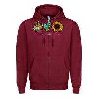 Burgundy Peace Love Sunshine Zipper Hoodie - RanaPortraitStore