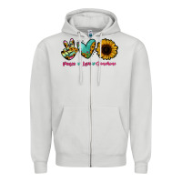 Dove Grey Peace Love Sunshine Zipper Hoodie - RanaPortraitStore