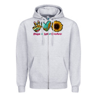 Heather Grey Peace Love Sunshine Zipper Hoodie - RanaPortraitStore