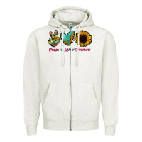 Oatmeal Heather Peace Love Sunshine Zipper Hoodie - RanaPortraitStore