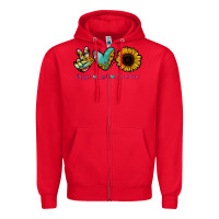 Red Peace Love Sunshine Zipper Hoodie - RanaPortraitStore