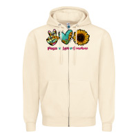 Sandshell Peace Love Sunshine Zipper Hoodie - RanaPortraitStore