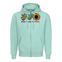 Seafoam Peace Love Sunshine Zipper Hoodie - RanaPortraitStore