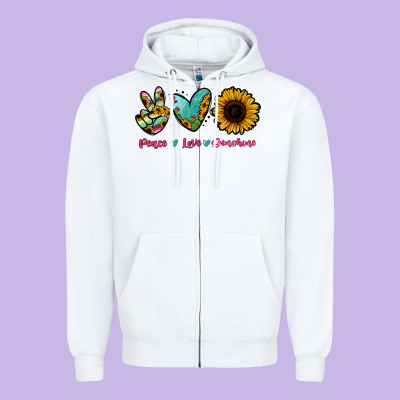 Peace Love Sunshine Zipper Hoodie Designed By Ranaportraitstore