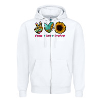 White Peace Love Sunshine Zipper Hoodie - RanaPortraitStore