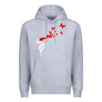 Heather Grey banksy Premium Hoodie - linhVisuals