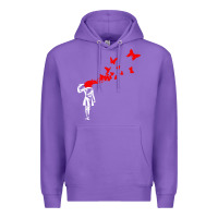 Purple banksy Premium Hoodie - linhVisuals