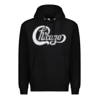 Black chicago retro styled faded design Premium Hoodie - linhVisuals