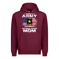 Burgundy proud army national guard mom with american flag gift pullover hoodie Premium Hoodie - linhVisuals