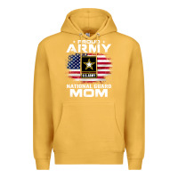 Mustard proud army national guard mom with american flag gift pullover hoodie Premium Hoodie - linhVisuals