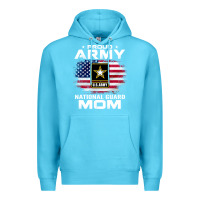 Ocean Blue proud army national guard mom with american flag gift pullover hoodie Premium Hoodie - linhVisuals