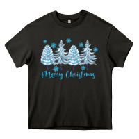 Merry Christmas Blue Trees Heavy Core Tee | Teevron