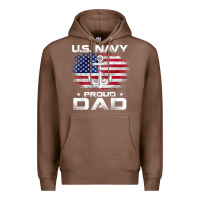 Chestnut u.s navy proud dad with american flag gift veteran day t shirt Premium Hoodie - linhVisuals