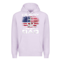 Lilac u.s navy proud dad with american flag gift veteran day t shirt Premium Hoodie - linhVisuals