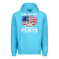 Ocean Blue u.s navy proud dad with american flag gift veteran day t shirt Premium Hoodie - linhVisuals