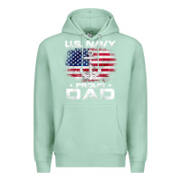 Seafoam u.s navy proud dad with american flag gift veteran day t shirt Premium Hoodie - linhVisuals