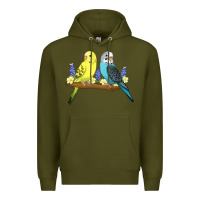 Army Green cute budgies Premium Hoodie - linhVisuals