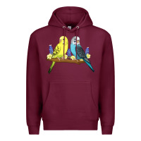 Burgundy cute budgies Premium Hoodie - linhVisuals